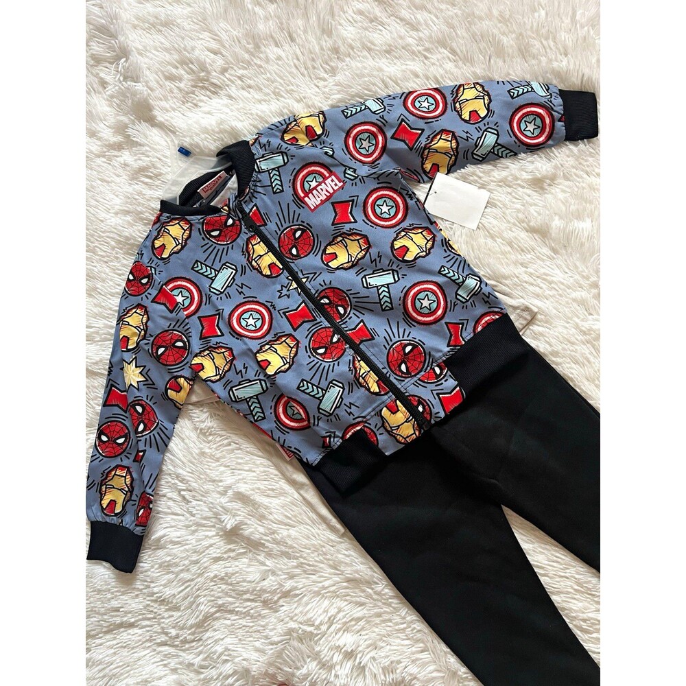 Marvel Avengers Boys 3 Piece Tracksuit Set Size 3T Full Zip Jacket Shirt Joggers